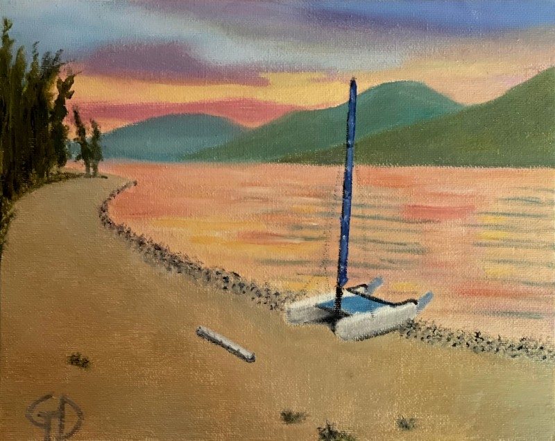 Boat on a Lakeshore.jpg - Boat on a Lakeshore Water-soluble oil on canvas, 8 x 10" (20.3 x 25.4 cm) Completed November 2023.